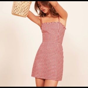 REFORMATION RED GINGHAM DRESS